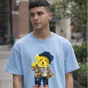 DOPE Beatz NWT Light Blue T-Shirt with Bear Design